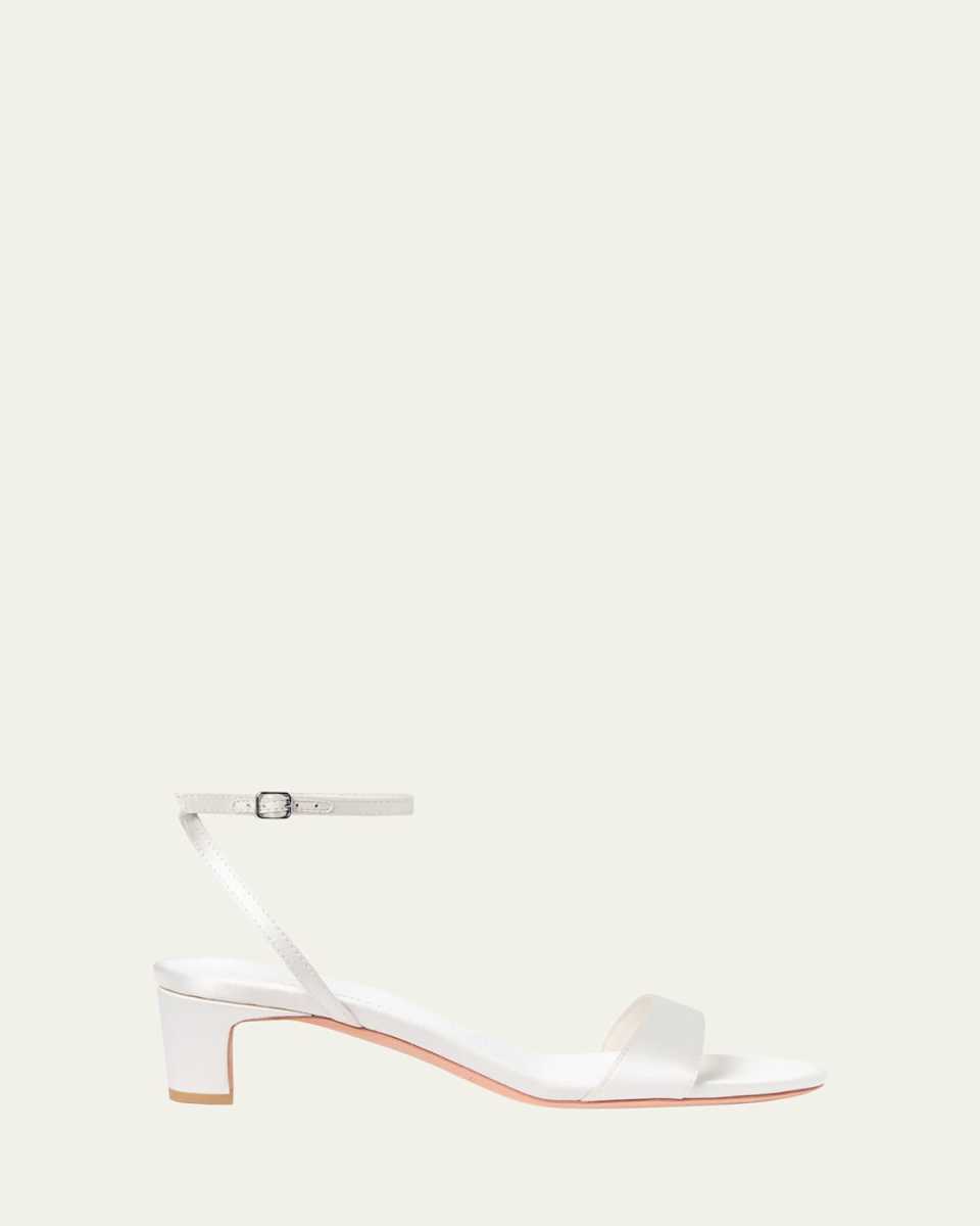 Alice Satin Ankle-Strap Kitten-Heel Sandals